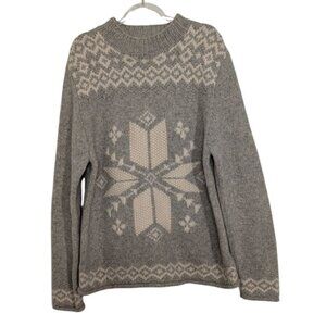 Bob Timberlake Snowflake Sweater Womens Size Large Gray Wool Blend Pullover